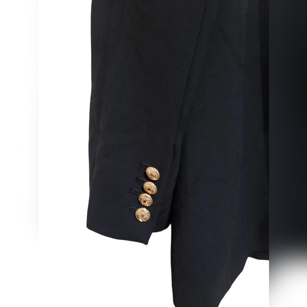 ZARA Black Padded Shoulder Double Breasted Blazer with Gold Buttons Sz XXL - Picture 10 of 12